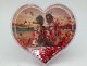Photo Globe Portafoto Con Cuoricini Fluttuanti Rossi-Modello A Cuore