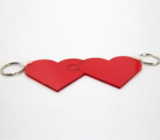 Portachiavi In Plexiglass Red Doppio Cuore 15X7,5 Cm Per La Sublimazione
